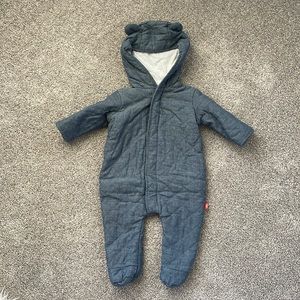 3-6 mo Magnetic Me bear suit (outerwear) in blue denim color